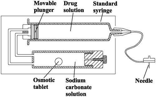 Figure 1. Schematic representation of the osmotic tablet-controlled infusion system.