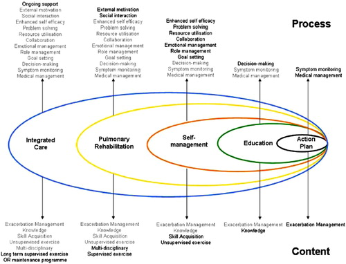 Figure 1. Pulmonary rehabilitation within the context of integrated care. This positions pulmonary rehabilitation and some of its components within the broader concept of integrated care. Reproduced from Ref. (Citation48).