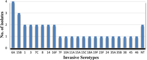 Figure 1 Distribution of S. pneumoniae serotypes isolated from invasive pneumococcal diseases at Addis Ababa and Amhara Region Referral Hospitals, Ethiopia, 2018–2019.