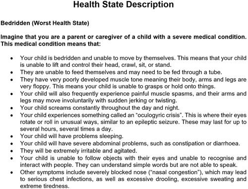 Figure 1 Example of health state vignette.