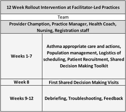 Figure 2. Description of roll-out of Facilitator-led intervention.