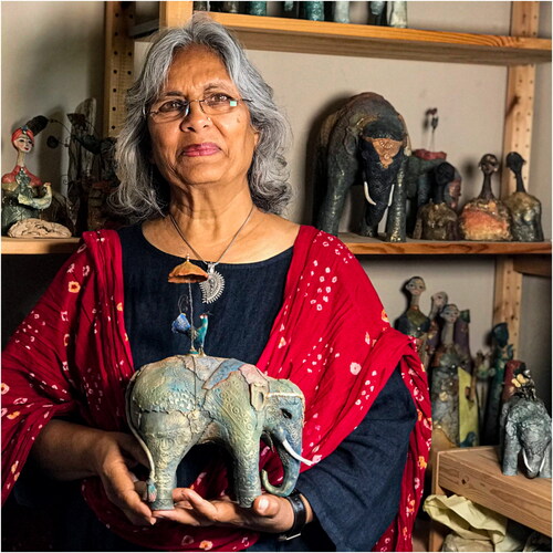 Figure 1. Pratima Kramer describes these elephant sculptures as her prayers/tributes to a magnificent animal and deity Ganesh that plays an important part in Hindu religion. Image credit: Pratima Kramer.