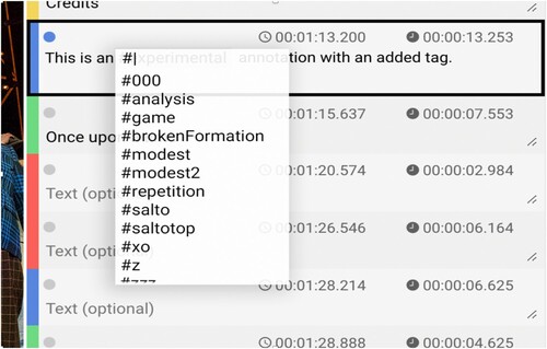 Figure 5. Tagging dropdown list (Screenshot tagging 2020-08-13).