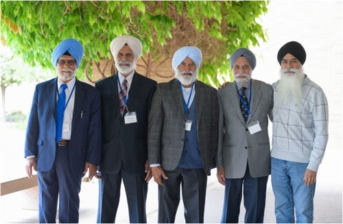 Figure 11. Pashaura Singh with Amrik Singh, Jaswant Singh Jhawar, Surinder Singh Kohli and Upkar Singh of the local Gurdwara, Sikh Center of Riverside.