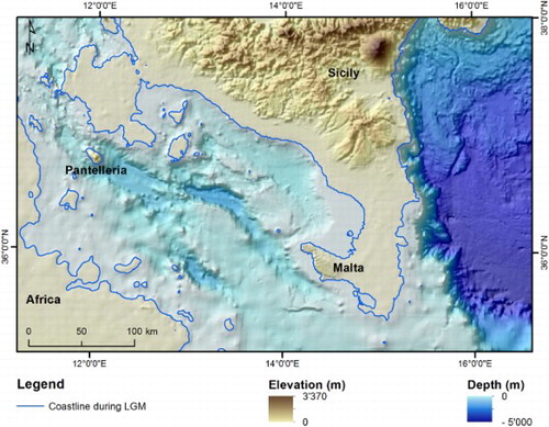 Figure 1. Palaeogeography of the Maltese archipelago during the LGM.