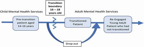 Figure 1. Three groups of young people representing different stages in the transition process (adjusted from Janssens et al. Citation2020)