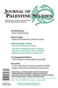 Cover image for Journal of Palestine Studies, Volume 38, Issue 4, 2009