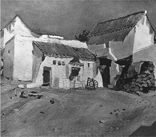 Figure 10. Reproduction of Gonzalo Perales, Calle del Sol (Arcos de la Frontera), in Segunda exposición de pintores de África, Madrid: Instituto de Estudios Africanos, 1951.