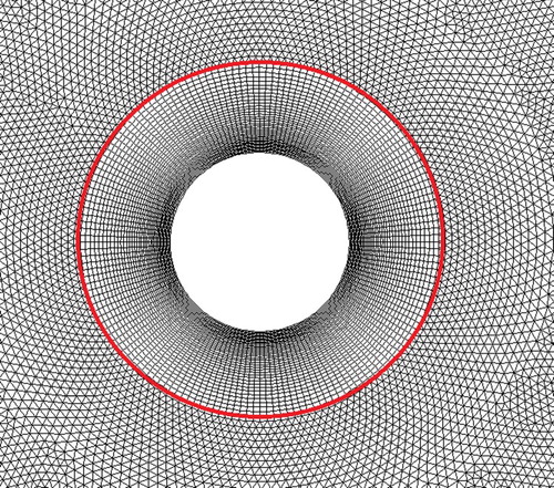 Figure 2. Mesh around the cylinder surface.