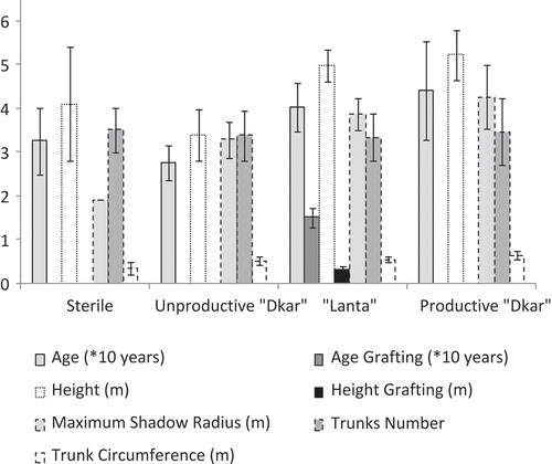 Figure 1. Tree features in carob species categories. Corpus: Gharnit (Citation2003), unpublished data.