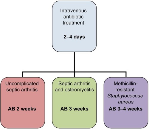 Figure 2 The duration of antibiotic (AB) treatment for childhood septic arthritis.
