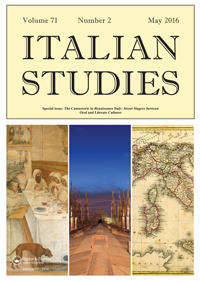 Cover image for Italian Studies, Volume 71, Issue 2, 2016