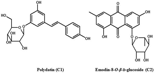 Figure 2. Chemical structures of polydatin (C1) and emodin-8-O-β-d-glucoside (C2).