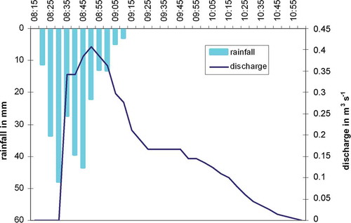 Fig. 9 Hydrograph of the flood of 13 September 2011 at the Aval station.