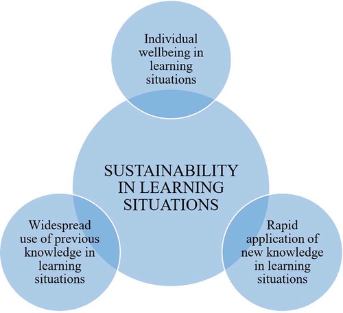 Figure 1. Three perspectives on sustainability in learning situations