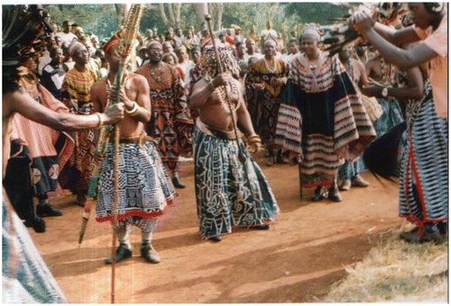 Figure 1. Bambui royal elites performing during the mandele or annual dance. Bambui, 2010.