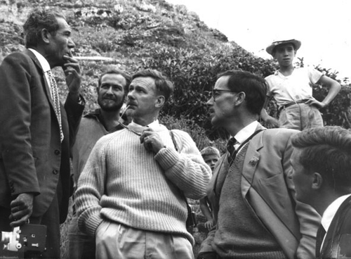 Figure 1. Thurstan Shaw at the Pan-African Congress in Tenerife, 1963. From left to right: unknown, Glynn Isaac, Desmond Clark, Thurstan Shaw, Garth Sampson (Thurstan Shaw Collection, UCL).