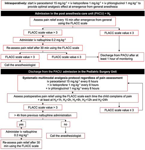 Figure 1 Standardized post-operative analgesia protocol used in the 2 groups.