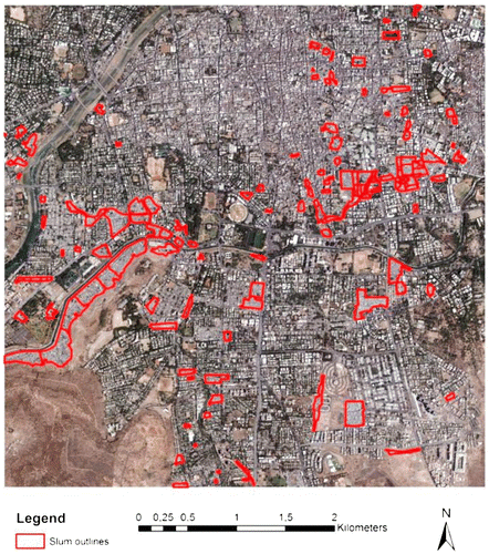 Figure 2. Slum delineations provided by a local NGO (MASHAL) displayed on the Quickbird image of Pune city.