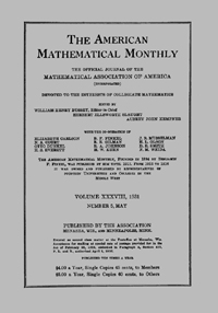 Cover image for The American Mathematical Monthly, Volume 38, Issue 5, 1931