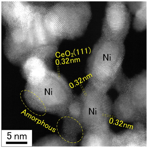 Figure 7. High-resolution HAADF-STEM image of Si–0.2 reduced under 5% H2–Ar at 500 °C for 1 h.