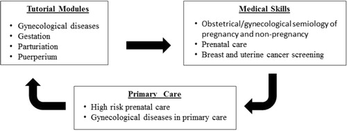 Fig. 1.  Integrating women's health content within PBL tutorial modules, medical skills, and primary care units.