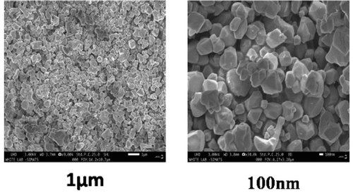 Figure 5. Scanning electron microscope images of prepared Ce-sil NPs with different diameter distribution.