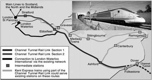 Figure 1 Map of CTRL sections 1 and 2, Source: Department for Transport (http://www.dft.gov.uk) - “The Channel Tunnel Rail Link”.