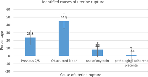 Figure 1 Identified causes of uterine rupture among women in public hospitals of Harari region, Ethiopia. 2022.