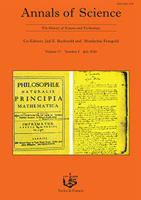 Cover image for Annals of Science, Volume 77, Issue 3, 2020