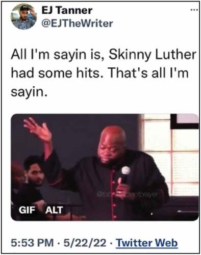 Figure 1. The Which Luther? meme debates whether Vandross’ voice sounds better in his fat or slender embodiment. Source: Twitter.com. Public Domain.