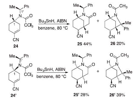 Scheme 11. Unexpected formation of acetamides via a translocation-cyclization pathway.