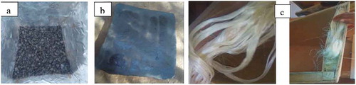 Figure 4. (a) Black stone used as TES and (b) concrete used as TES, (c) ‘Inset’ fibre used as insulation