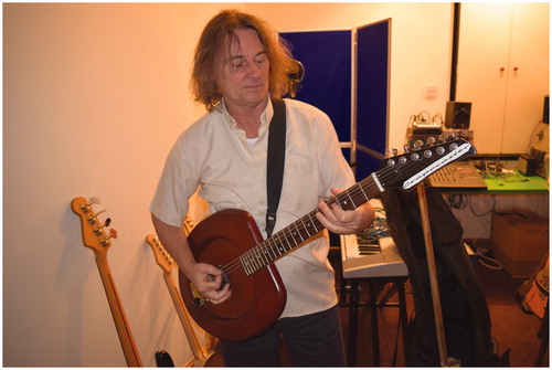 Figure 2 Nig Richards with one of his “Crapocaster” guitars.