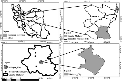 Figure 1. Location of Malayer city in national-political division