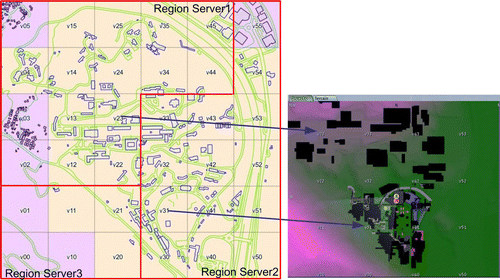 Figure 2.  Regions of virtual CUHK and their top rendering map.