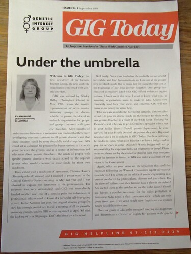 Figure 1. “Under the Umbrella” was the heading Ann Hunt chose in her welcome note of the first GIG Today (GIG Citation1989b).