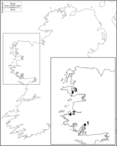 Fig. 2. Sample localities in Ireland. Fucus spp. were sampled during 2012 and 2014 at Locality 1 (Illaunnginga), Locality 2 (Clifden) and Locality 3 (Achill Sound).