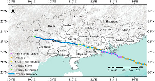 Figure 1. A map showing the Typhoon Hato’s track, which was obtained from the National Meteorological Center of China Meteorological Administration (http://typhoon.nmc.cn/web.html).