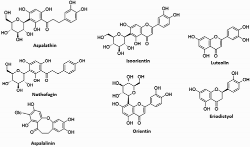 Figure 1. Structure of the various bioactive molecular compounds within the A. Linearis's natural extract.