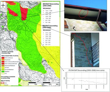 Figure 11. Updated landslide inventory map by means of ENVISAT PS in Pian Del Voglio site.