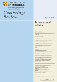 Cover image for Cambridge Review of International Affairs, Volume 29, Issue 3, 2016
