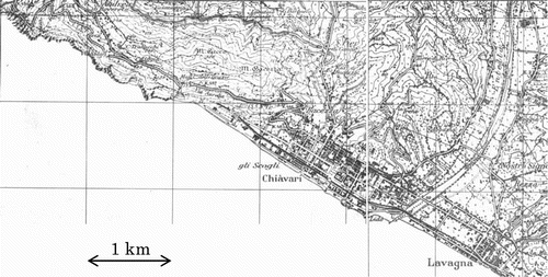 Figure 4. Chiavari 1936–1937 (from Istituto Geografico Militare Italiano, Tavolette 94 I NO Chiavari, 94 I NE Sestri Levante).