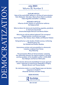 Cover image for Democratization, Volume 30, Issue 5, 2023