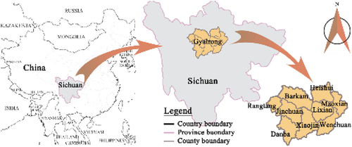 Figure 1. Location and boundary of the Gyalrong Tibetan area.