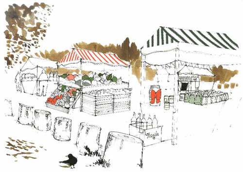 Figure 6. Illustration of the on-car park farmer’s market. (Source: Adelina Court, 2019).