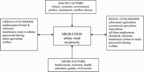 Figure 1: Conceptual framework – reciprocal migration and livelihoods