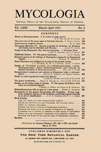 Cover image for Mycologia, Volume 63, Issue 2, 1971