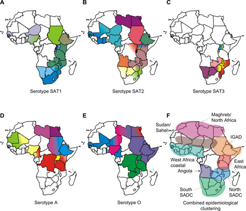 Figure 1 Maps of Africa showing the serotype and topotype distribution.