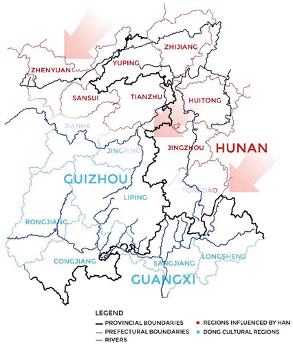 Figure 17. Transmission of the Han culture among Dong settlements.